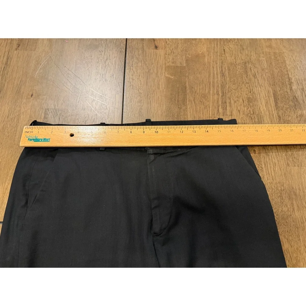 Perry Ellis Mens Classic Fit Black Dress Pants Trousers 33x30 Flat Front Work